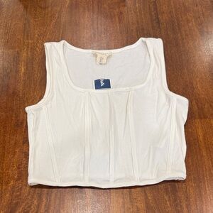 NWT Happily Grey White Ribbed Crop Top